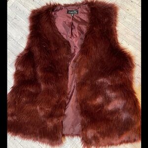 Rue21 Burgundy Faux Fur Vest